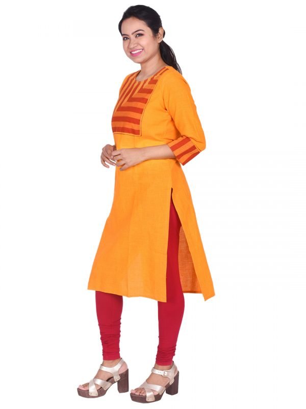 Yellow Handloom Kurti - Image 2