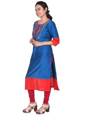 Blue Silk Embroidered Kurta