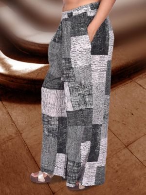 Grey Abstract Print Palazzo