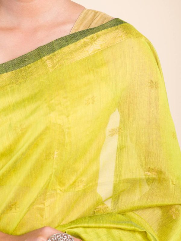 green zari motif saree