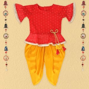 Red Dhoti Top Set