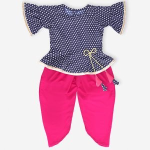 Navy Blue Dhoti Top Set