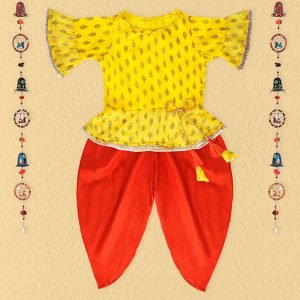 Yellow Dhoti Top Set