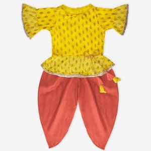 Yellow Dhoti Top Set