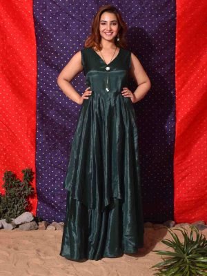 Dark Green Overlap Gown