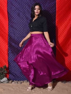 Purple Asymmetrical Double Layered Skirt