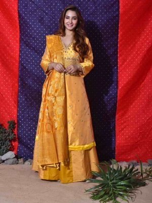 Yellow Zardozi Kurta Set