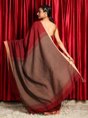 Maroon Thread Weave Cotton Handloom Saree