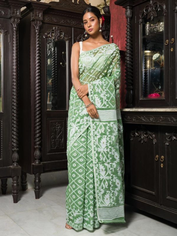 green jamdani sari
