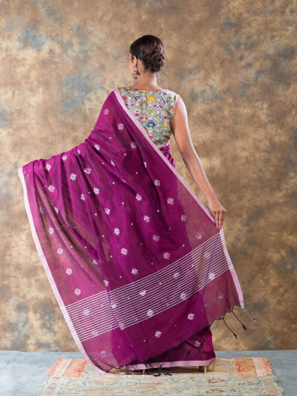 purple woven handloom cotton saree