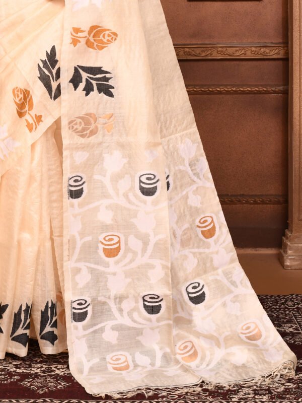 tussar silk jamdani saree