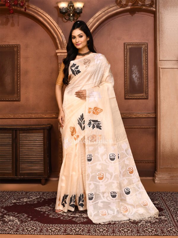 tussar silk jamdani saree