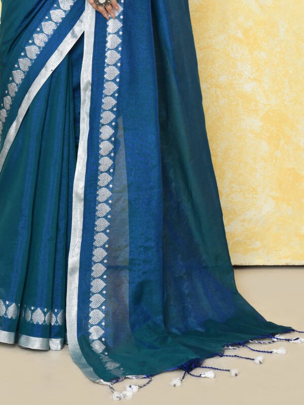 blue tissue zari saree