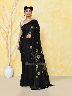 Black Jamdani Cotton Saree