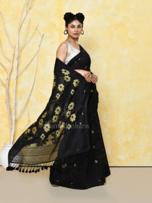 Black Jamdani Cotton Saree