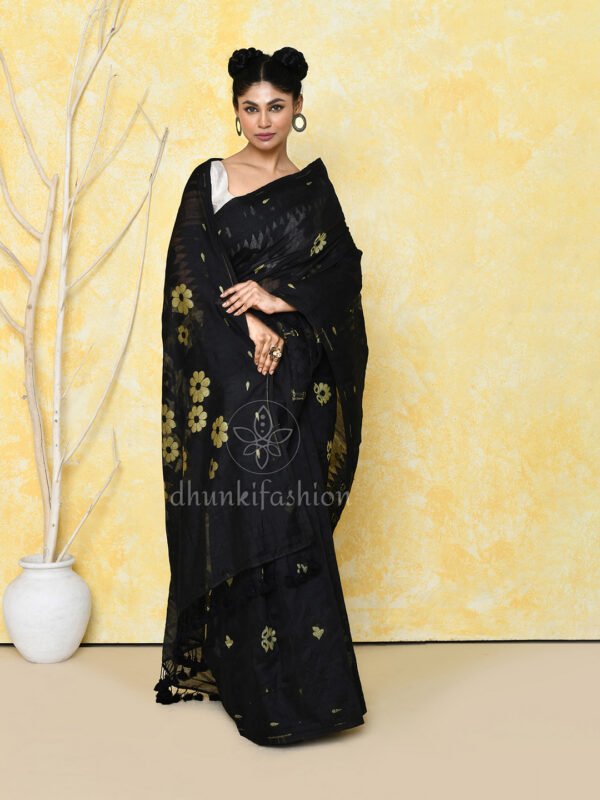 Black jamdani saree