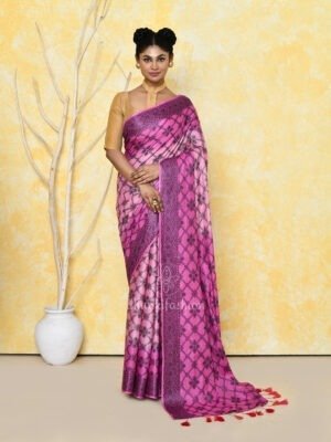 Pink Mul Cotton Saree