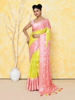 Pink Cotton Jacquard Saree