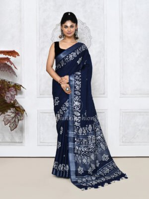 Blue Batik Printed Saree