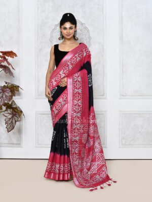 Red Batik Printed Saree