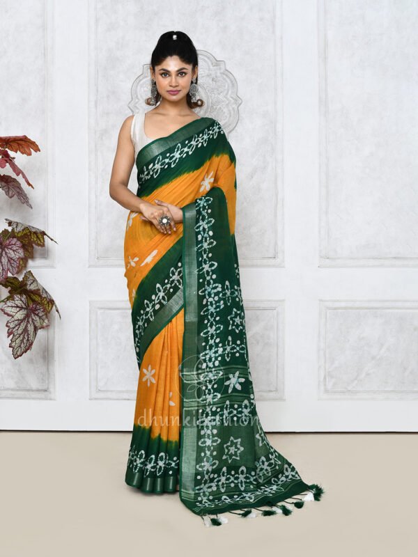 dual tone batik linen saree