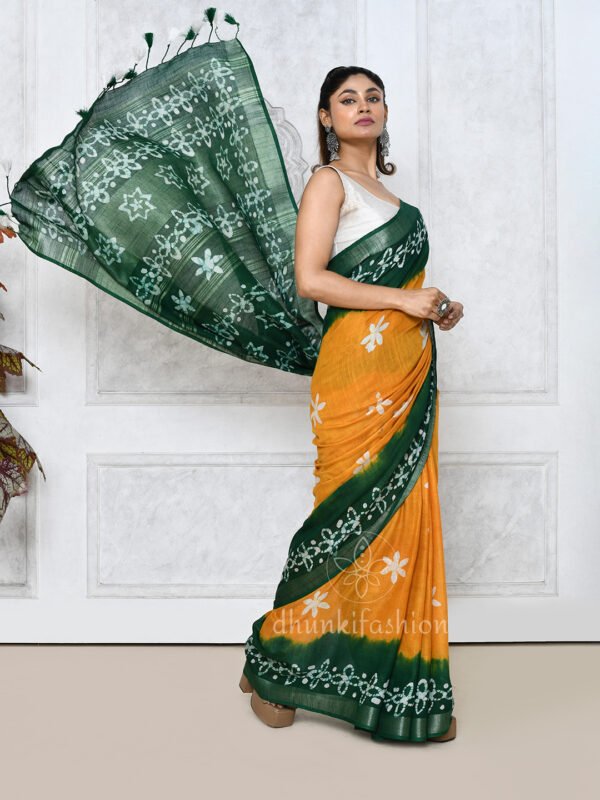 dual tone batik linen saree