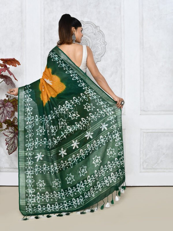 dual tone batik linen saree