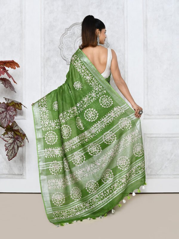 green batik print saree