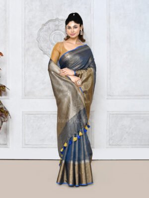 Blue Sequence Linen Saree