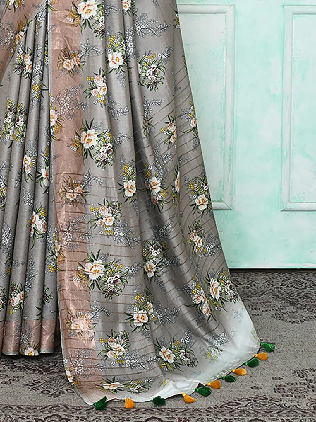 printed modal silk saree