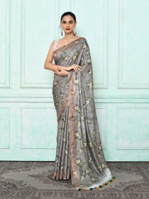 Grey Modal Printed Saree