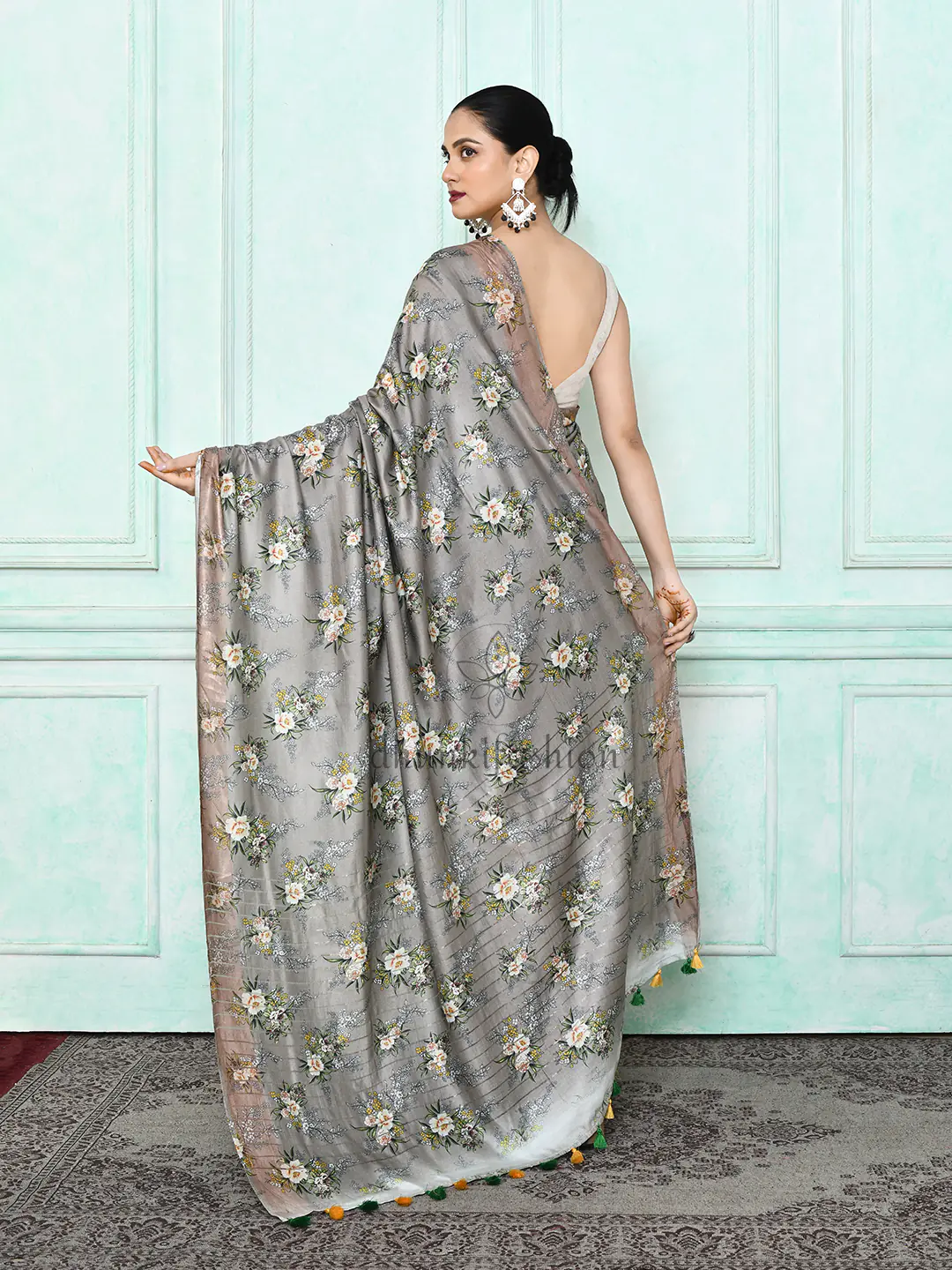 printed modal silk saree