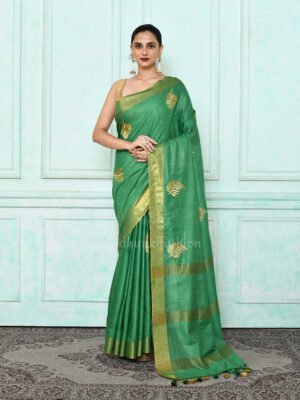 Green Embroidered Silk Saree