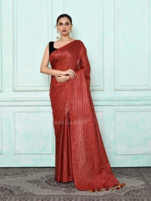 Maroon Stripes Silk Saree
