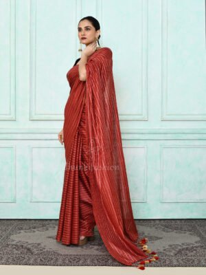 Maroon Stripes Silk Saree