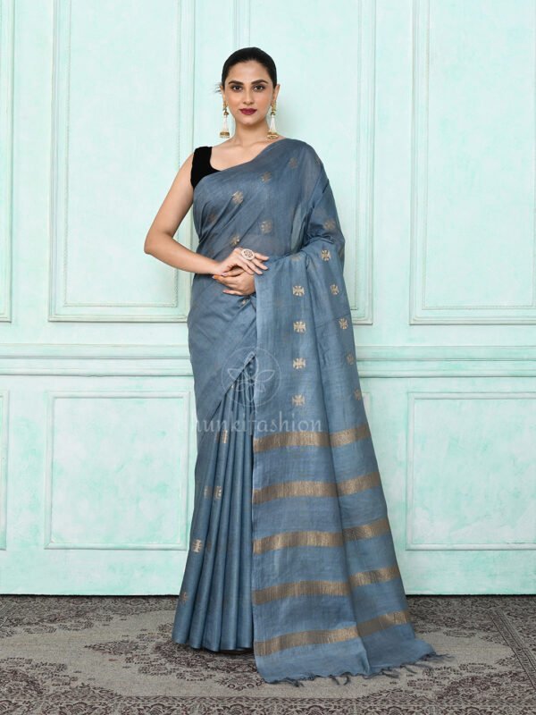 grey semi silk sari