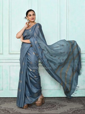 Grey Zari Silk Saree