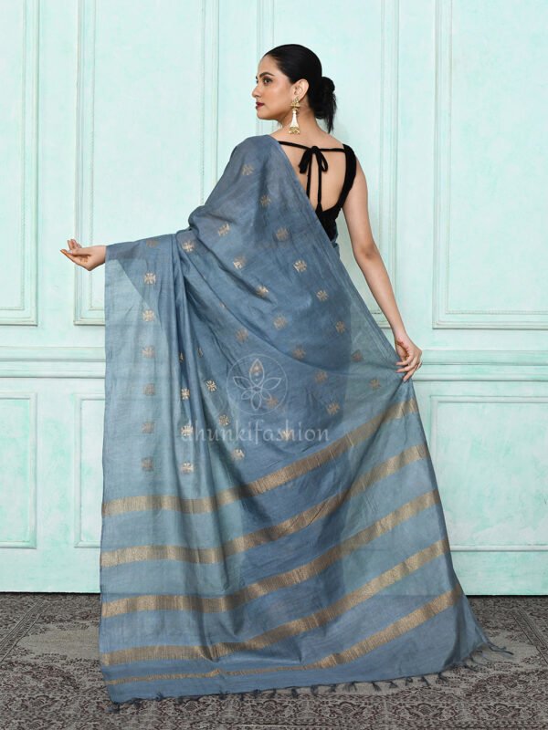 grey semi silk sari