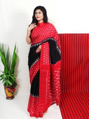 Black Pochampally Ikkat Saree