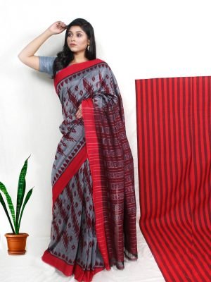 Grey Pochampally Ikkat Saree