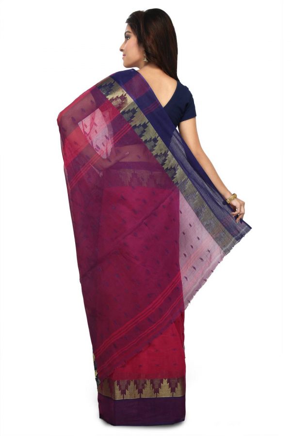 purple cotton tant sari