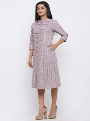 Striped Mandrin Collar Kurti