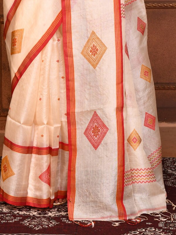 Muga tussar silk jamdani saree