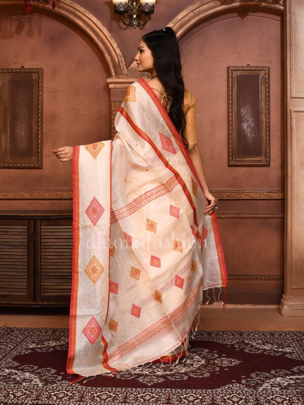 Muga tussar silk jamdani saree