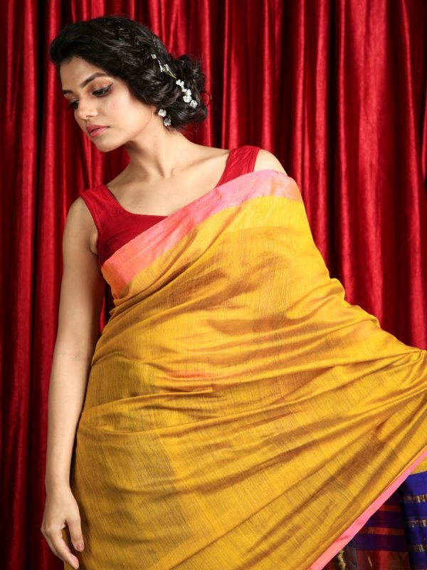 Yellow Patli Pallu Handloom Saree