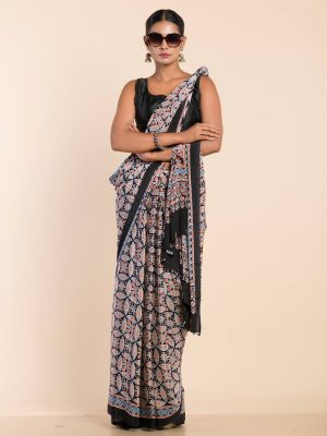 Black Azrakh Modal Silk Saree