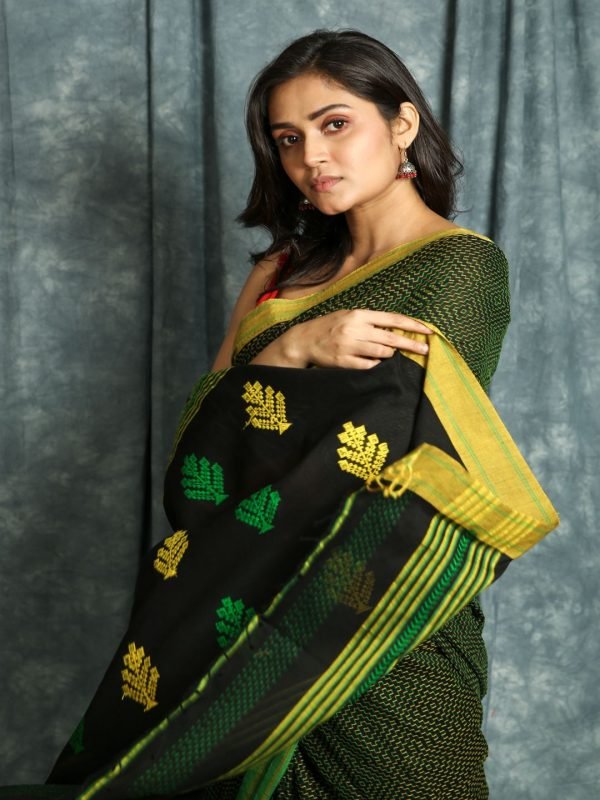 Black Kantha Handloom Saree