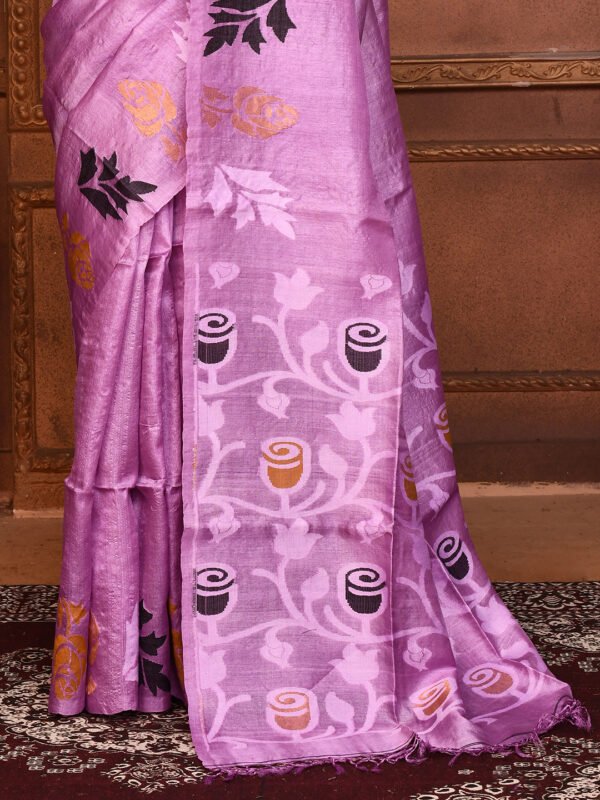 Purple tussar jamdani saree