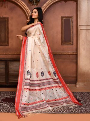 Offwhite Tussar Jamdani Saree