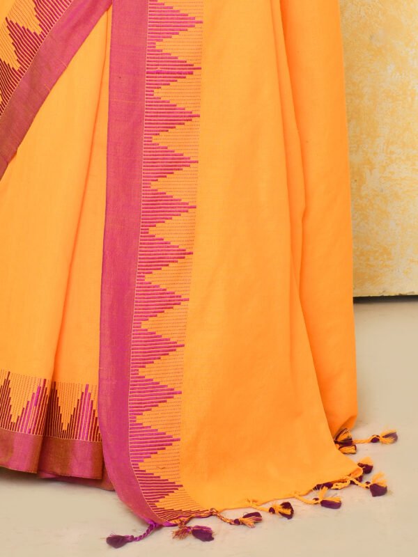 Orange pure cotton saree